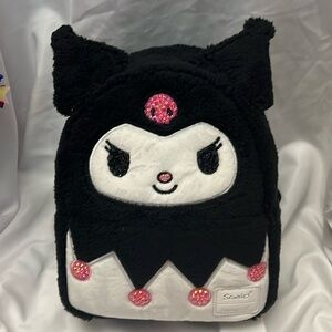 Loungefly Kuromi hand Blinged fuzzy Backpack NWT